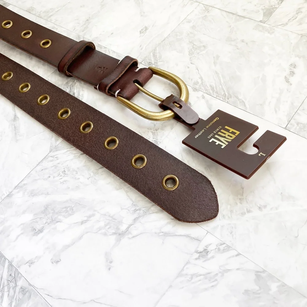 NEW Frye Grommet Leather Belt